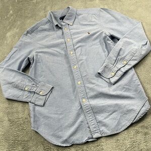 Ralph Lauren L 14-16 Blue Button Down Casual Dress Shirt